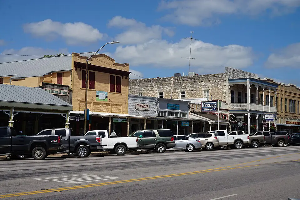 Limestone storefronts on Fredericksburg's Main Street